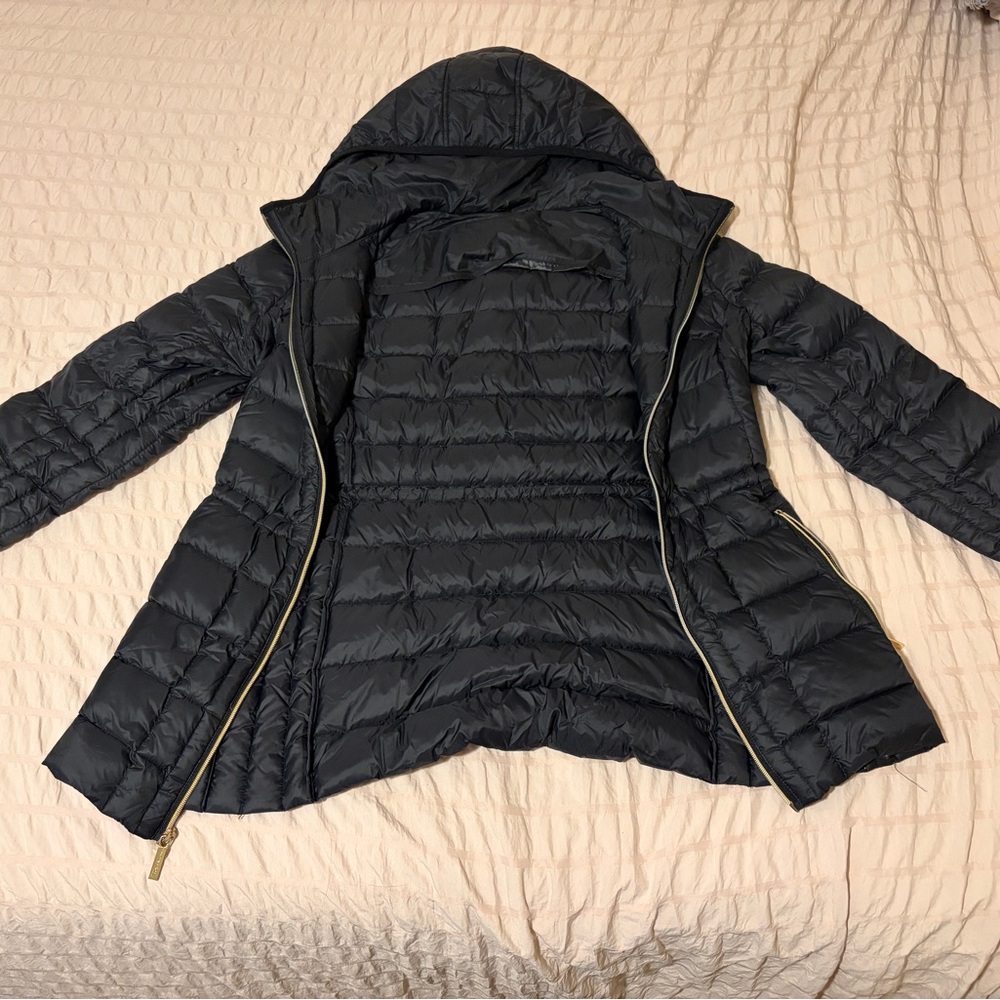 Michael Kors Black Puffer Jacket with Gold Accents